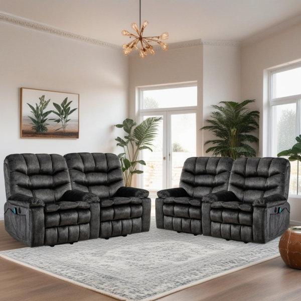 Red Barrel Studio® 39.4" W Velvet Super Soft Oversize Power Lift Assist